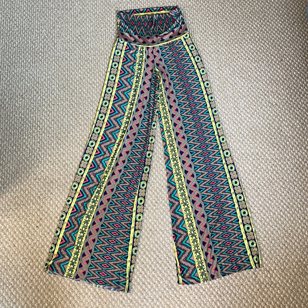 Silk Plaza Pants/ Size Small